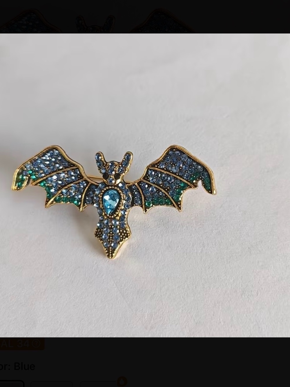 ⭐️ Blue Crystal Bat Brooch - Elegant Women Jewelry